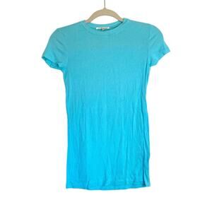 COTTON CITIZEN Ribbed Tee Turquoise Blue Size Small Short Sleeves Basic